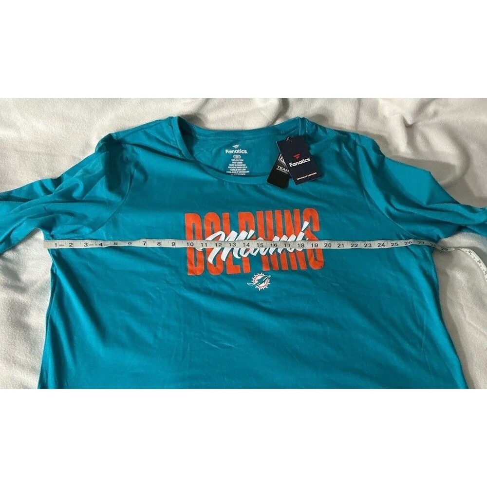 Miami Dolphins Shirt 3X Fanatics NFL Team Apparel Teal Long Sleeve Tee - Picture 3 of 9